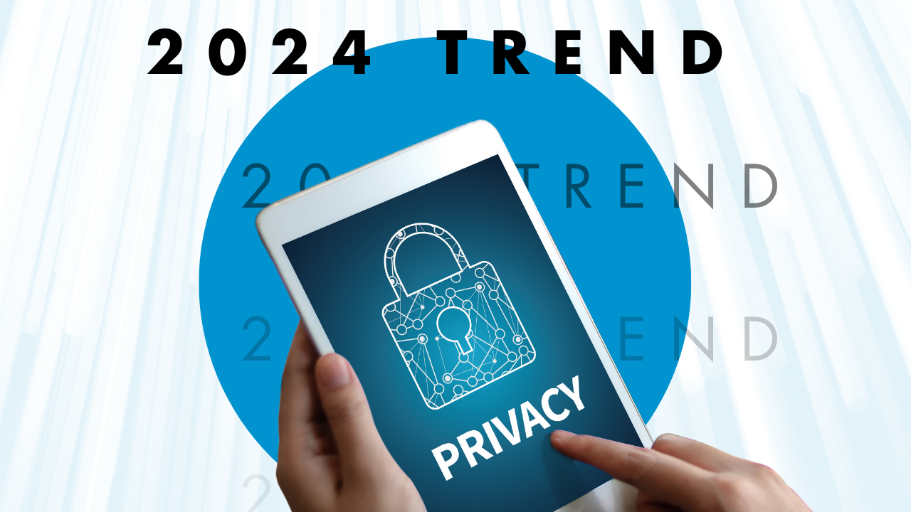 An image to introduce the next section. It's titled Data Privacy, a 2024 Trend in Marketing